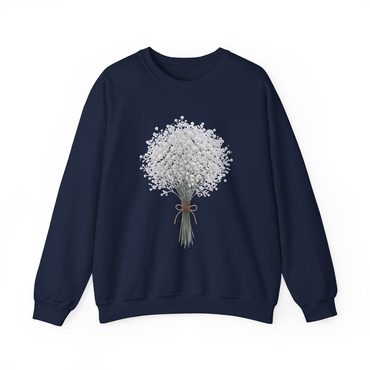Crewneck Sweatshirt — Delicate Baby's Breath Bouquet Graphic