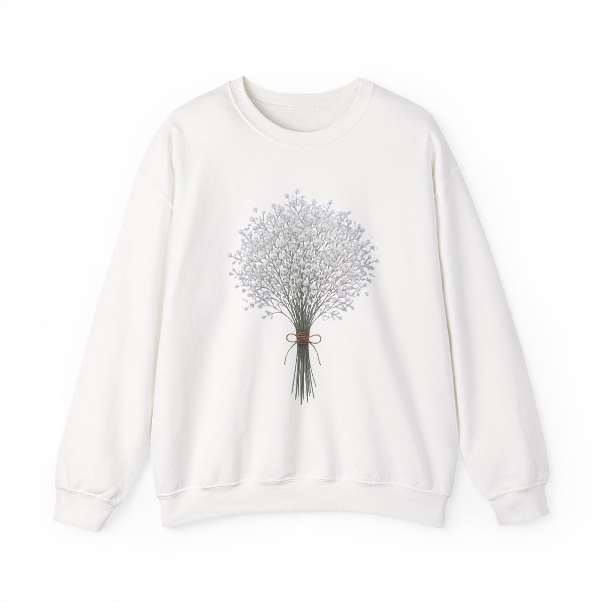 Crewneck Sweatshirt — Delicate Baby's Breath Bouquet Graphic